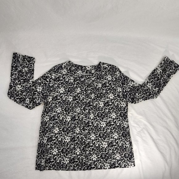 LIZ CLAIBORNE Flower Print Shirt Size L Black/White Color 100% Cotton Exc. Cond! - Picture 9 of 16